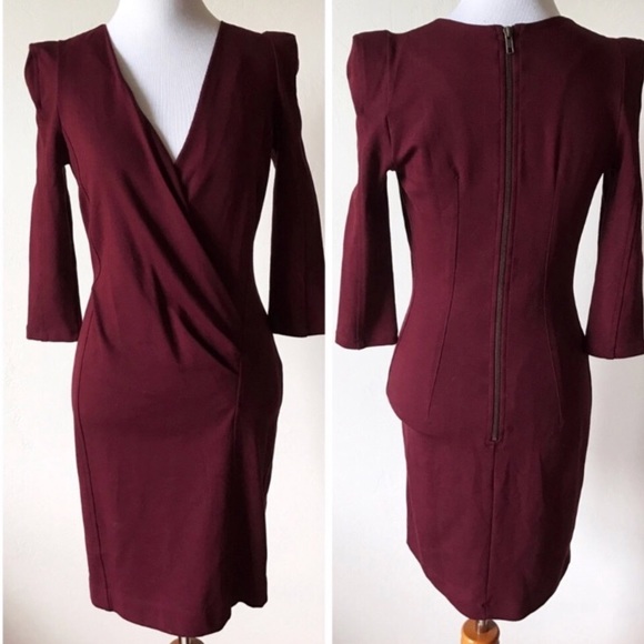 French Connection Dresses & Skirts - French Connection Burgundy Surplice Dress